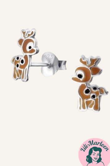 Juleøreringe 925 sølv; Søde øreringe med Bambi 