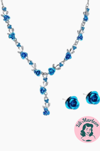 Smykkesæt: blå roser