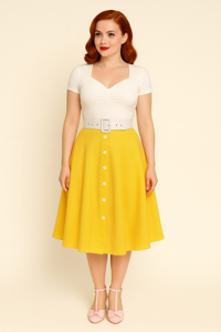 50´er nederdel: Laura, lysegul - sød enkel swingnederdel 
