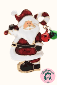 Broche - Julemanden med slikstok og klokker