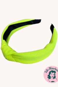 Bred hårbøjle med knude;  Neon gul - 80´er vibe