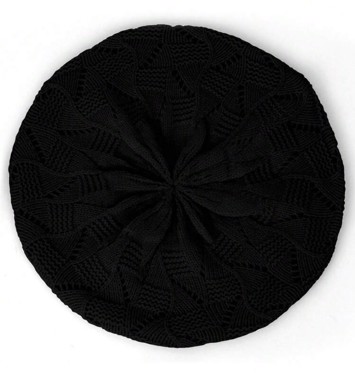 Beret, sort  - lækker vintageinspireret strikket beret