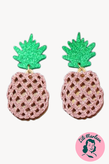 Øreringe - store ananas, brune