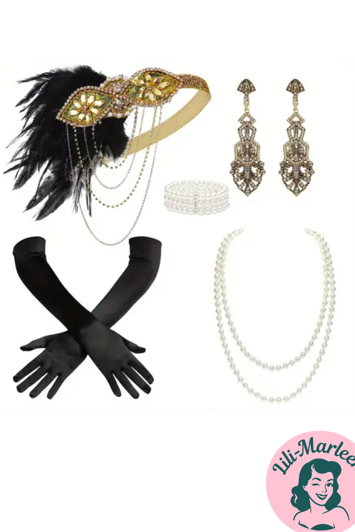 1920’er Charleston Tilbehørssæt, guld – Glamour & Vintage Elegance