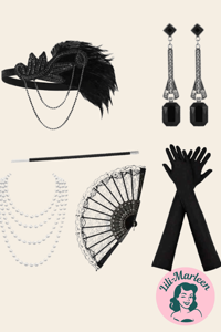 Midnight Noir Flapper Set – 1920’er Drama i Sort, Fjer og Art Deco-Glam