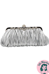 Fest Clutch/ cocktailtaske - Ea, sølv - sød festtaske i satin