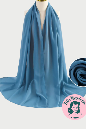 Chiffon Sjal, lys tealblå/aqua