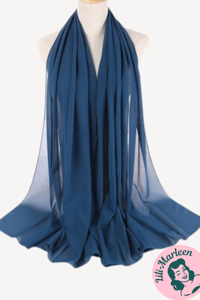 Chiffon Sjal, mørk tealblå