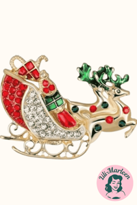 Broche - Kane med gaver og rensdyr