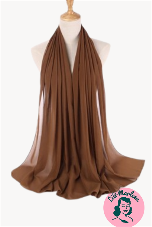 Chiffon Sjal, karamelfarvet – Varm elegance og klassisk lethed