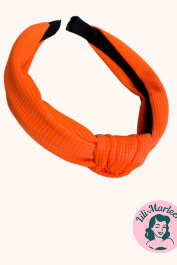 Bred hårbøjle med knude;  Neon orange - 80´er vibe