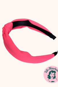 Bred hårbøjle med knude;  Neon pink - 80´er vibe