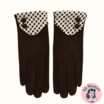 Charlotte handsker, brune med tern 