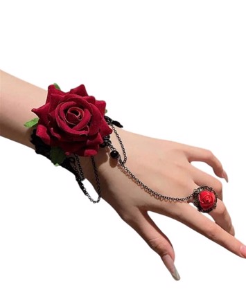 Halloween CORSAGE med rose og ring 