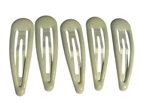 Mini trykhårspænder – glans – ivory– 5 stk.