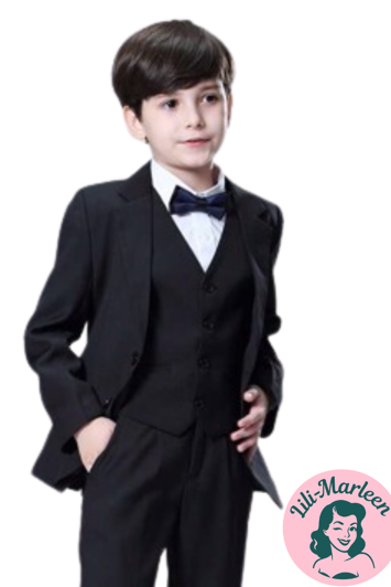 Børne jakkesæt: Altlas - sort - drengejakkesæt i 5 dele 