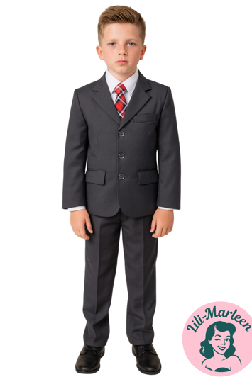 Børne jakkesæt: Altlas - mørk grå - drengejakkesæt i 5 dele 