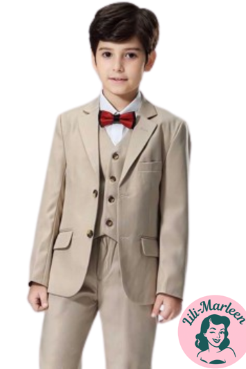 Børne jakkesæt: Altlas - sand - drengejakkesæt i 5 dele 