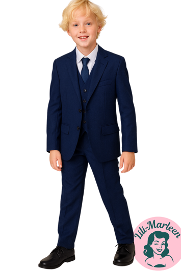 Børne jakkesæt: Altlas - navyblå - drengejakkesæt i 5 dele 