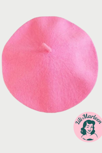 Beret, lyserød - lækker vintageinspireret filt beret​​​​​​​