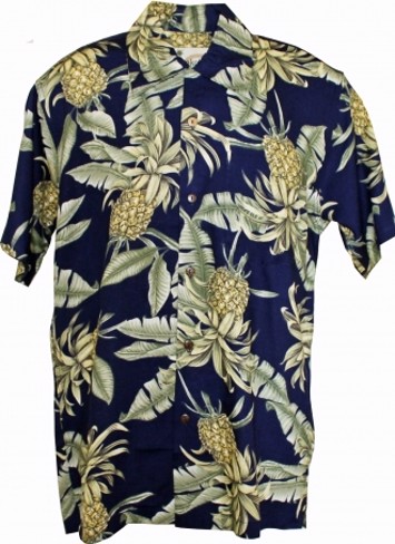 60´s Hawaii Skjorte - Big Pineapple Blue - Hawaiian Shirt