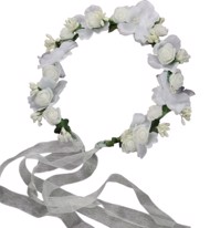 Blomsterkrans med blomster og roser, off-white