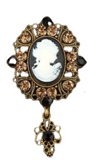 Broche - vintage frue med sten (Champagne)