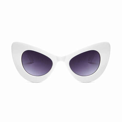 Cateye solbriller, bred kant hvide