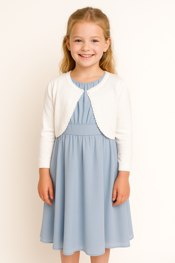 Little My Tilde Hvid strikbolero med blondekant