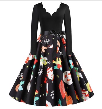 Julekjole: Christmas Cookie - Sød sort julekjole med sjovt skørt