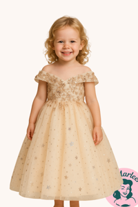 Børne fest/gallakjole: Little Miss Cindarella, creme