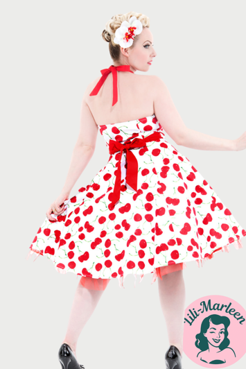Miss Bombshell – White Cherry Swing Dress