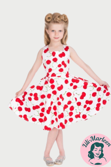 Little Miss Cherry – Børne Swingkjole med Kirsebærprint