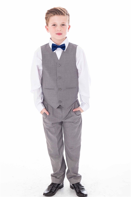 Børne jakkesæt: Conrad, grå - fint jakkesæt i 4 dele 