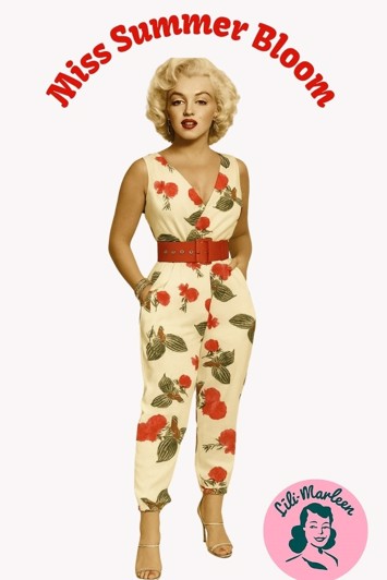 Playsuit/Jumpsuit - Miss Summer Bloom blød buksedragt med bælte og blomster