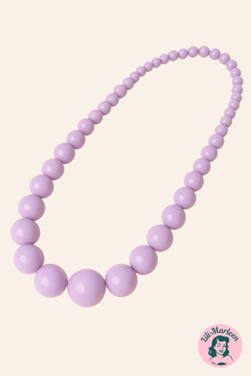 Halskæde med plastperler; Miss Divas favorit - lys lilla