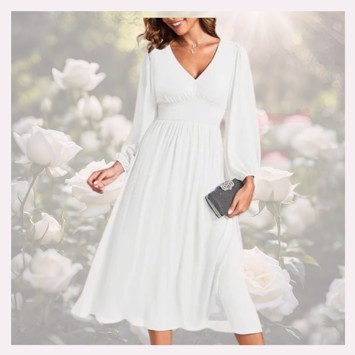Konfirmations/kort brudekjole - Merle, off-white