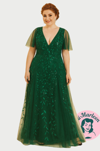 Lang gallakjole - Evita, grøn