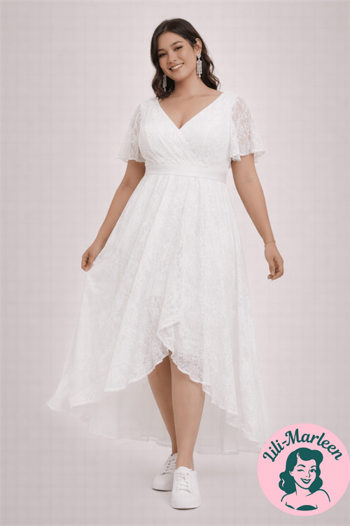 Konfirmations/kort brudekjole - Alva - blondekjole