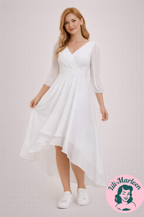 Konfirmations/kort brudekjole - Ester, off-white