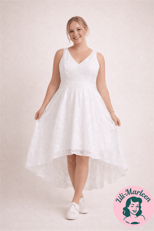 Konfirmations/kort highlow blondekjole - Alberte