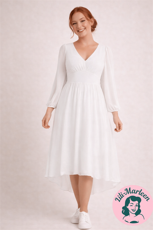 Konfirmations/kort brudekjole - Merle, off-white