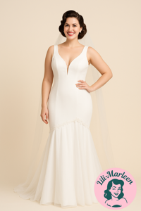 Brudekjole Charlotta – Smuk Havfrue Brudekjole i Klassisk Hvid