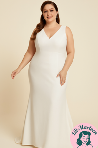 Brudekjole - Nanaia, plus - havfruemodel med slæb og blonder 