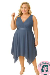 Festkjole i flere længder - Ea, støvet blå