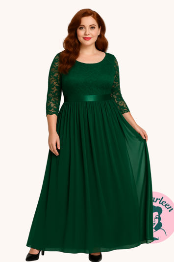 Lang gallakjole - Agnete, grøn