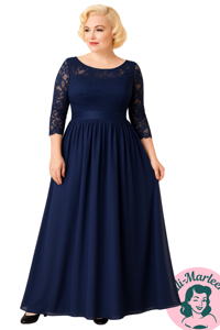 Lang gallakjole - Agnete, navy