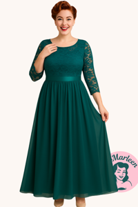 Lang gallakjole - Agnete, teal