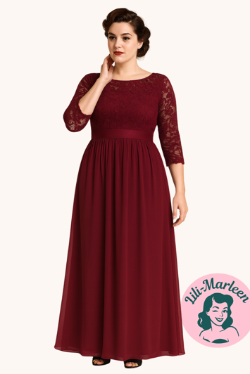 Lang gallakjole - Agnete, vinrød