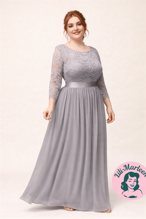 Lang gallakjole - Agnete, sølvgrå